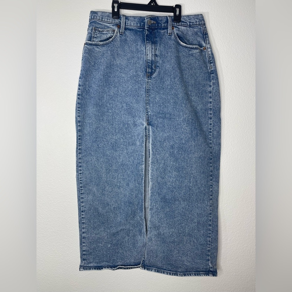 Universal Thread High Rise Denim Maxi Skirt Medium Wash Slit Western Size 14 - Picture 7 of 14